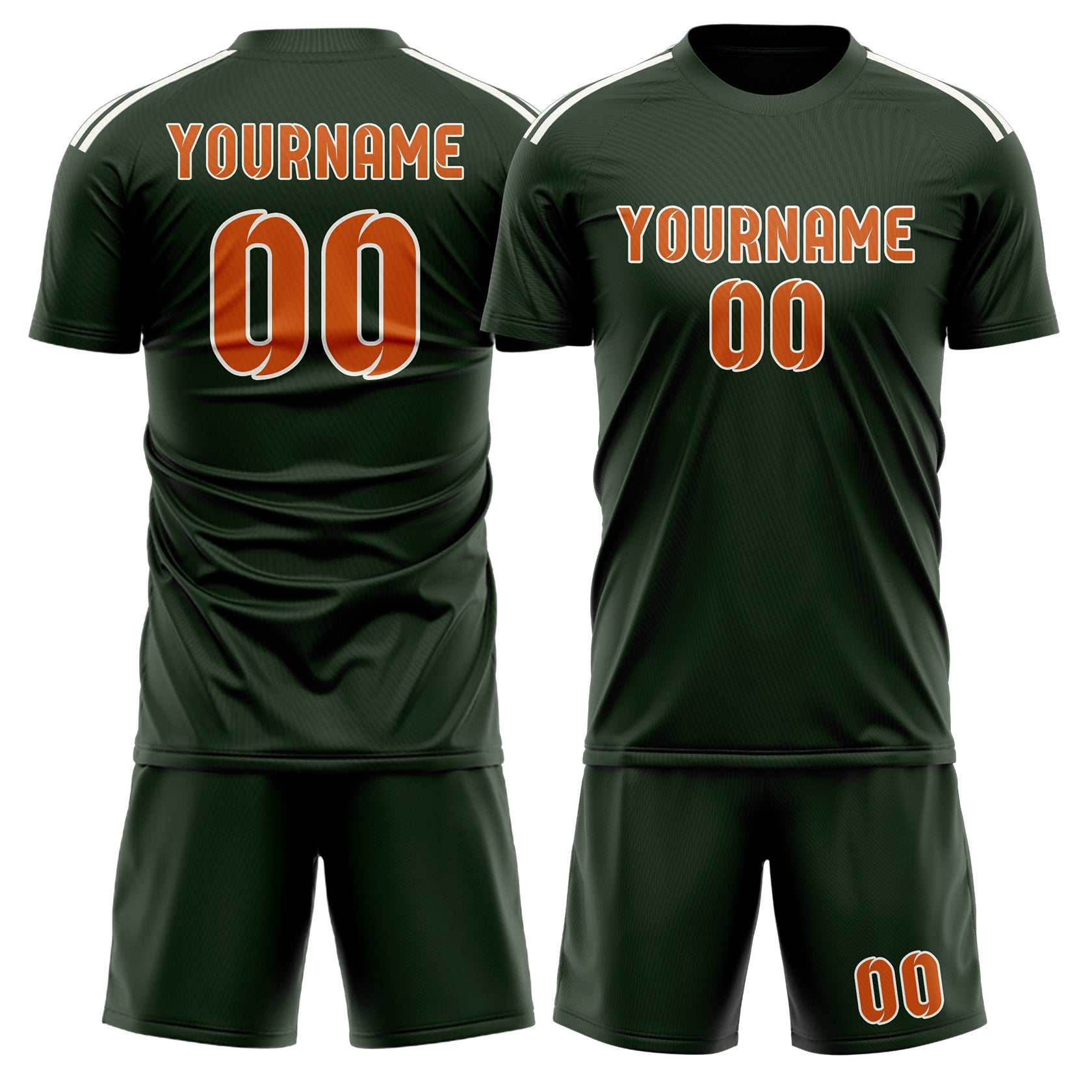 Custom Dark Green Orange Soccer Set