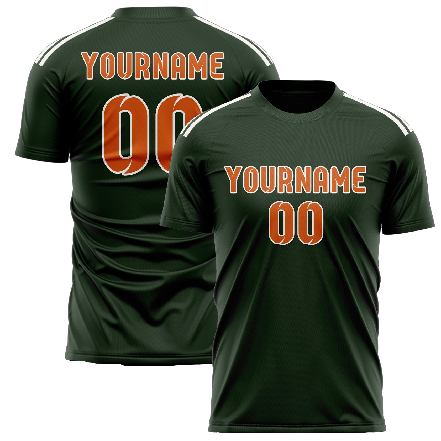 Custom Dark Green Orange Soccer Jersey