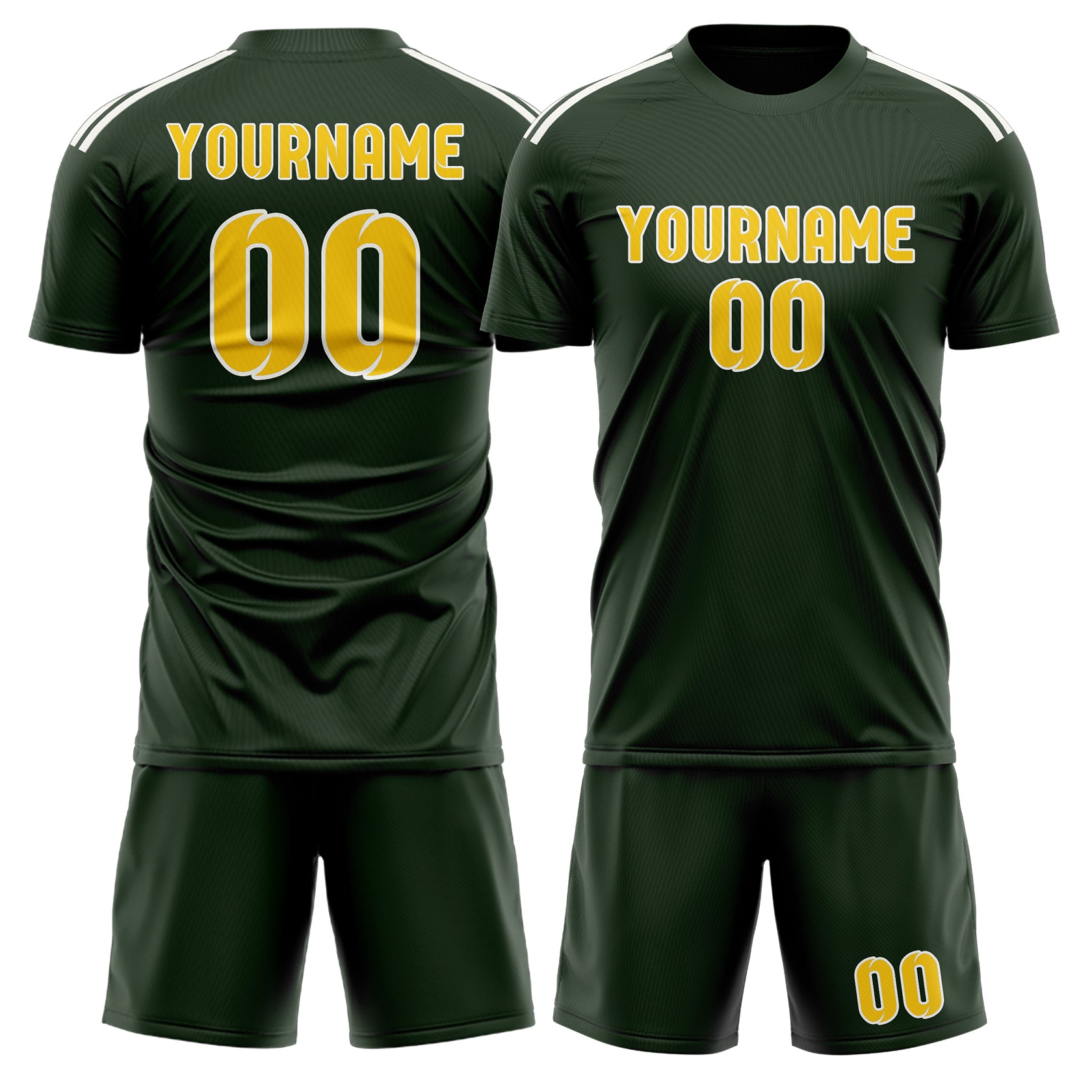 Custom Dark Green Gold Soccer Set