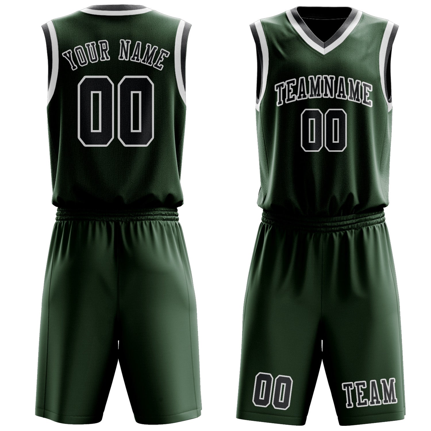 Custom Dark Green Dark Grey Basketball Set