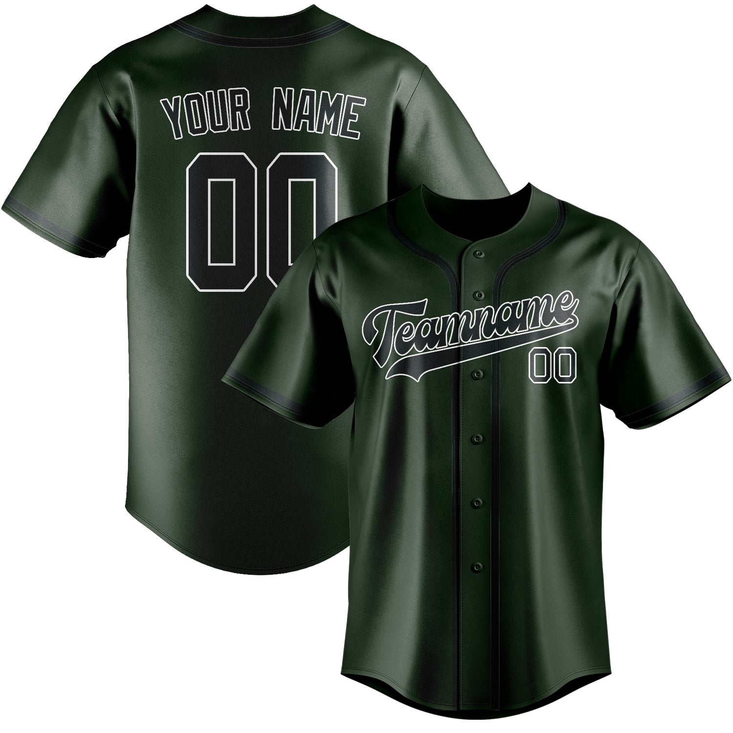 Custom Dark Green Dark Grey Baseball Jersey
