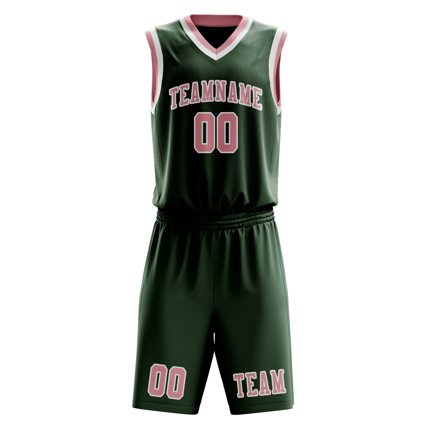Custom Dark Green Light Pink Basketball Set