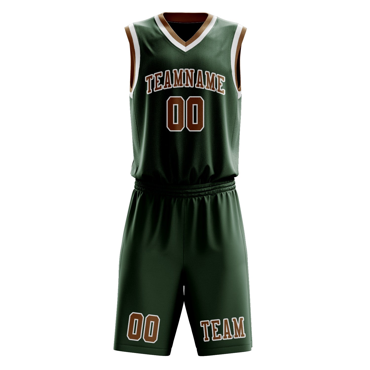Custom Dark Green Khaki Basketball Set