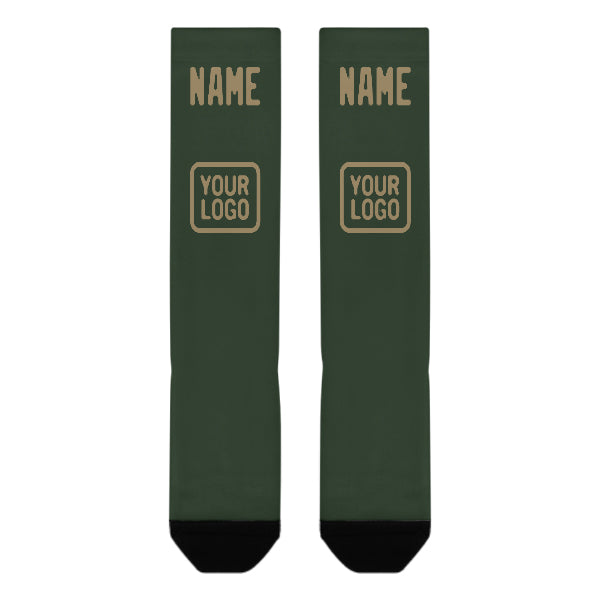 Custom Dark Green Light Khaki Knee-High Sock