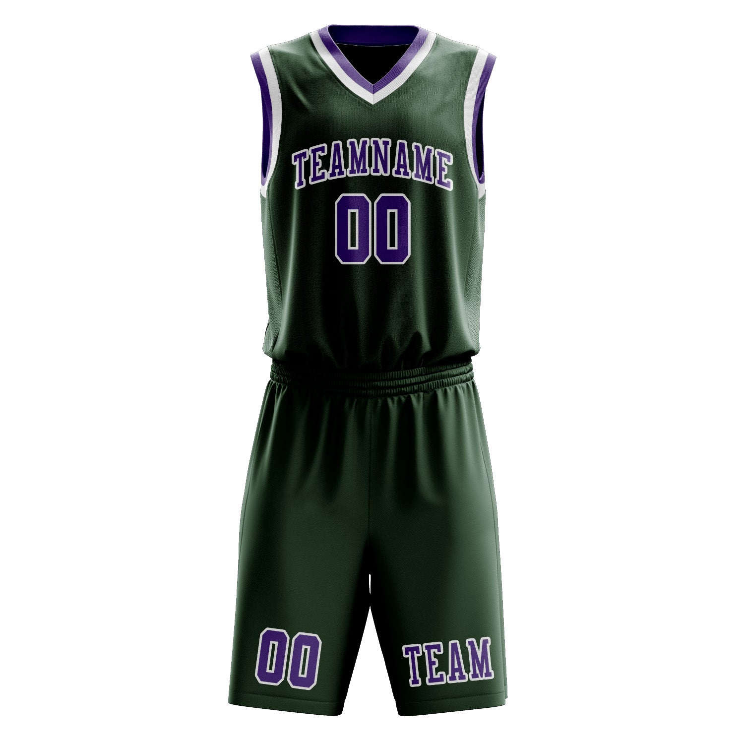 Custom Dark Green Light Purple Basketball Set