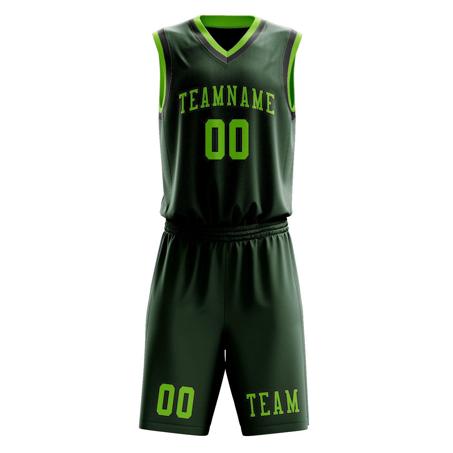 Custom Dark Green Emerald Green Basketball Set
