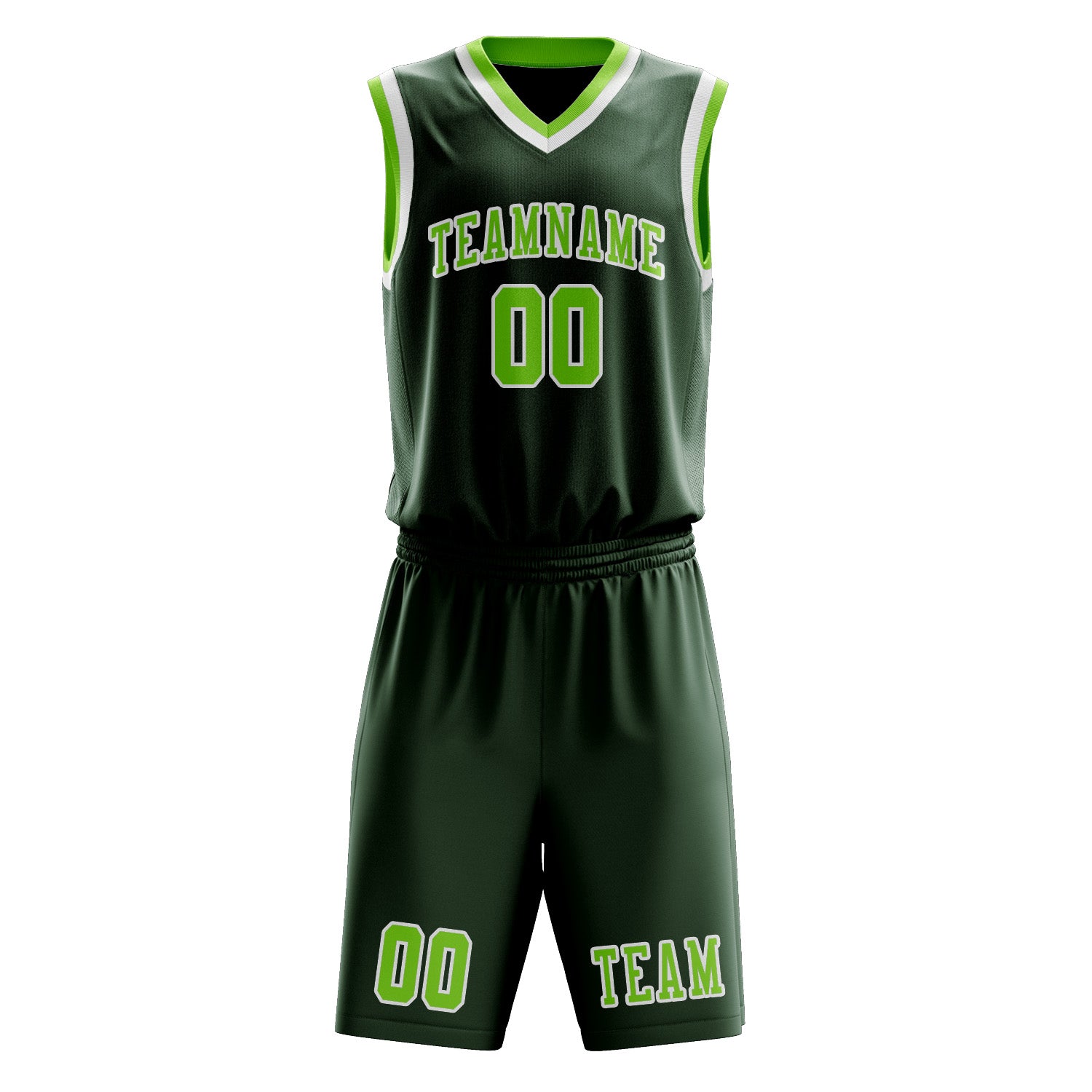 Custom Dark Green Emerald Green Basketball Set