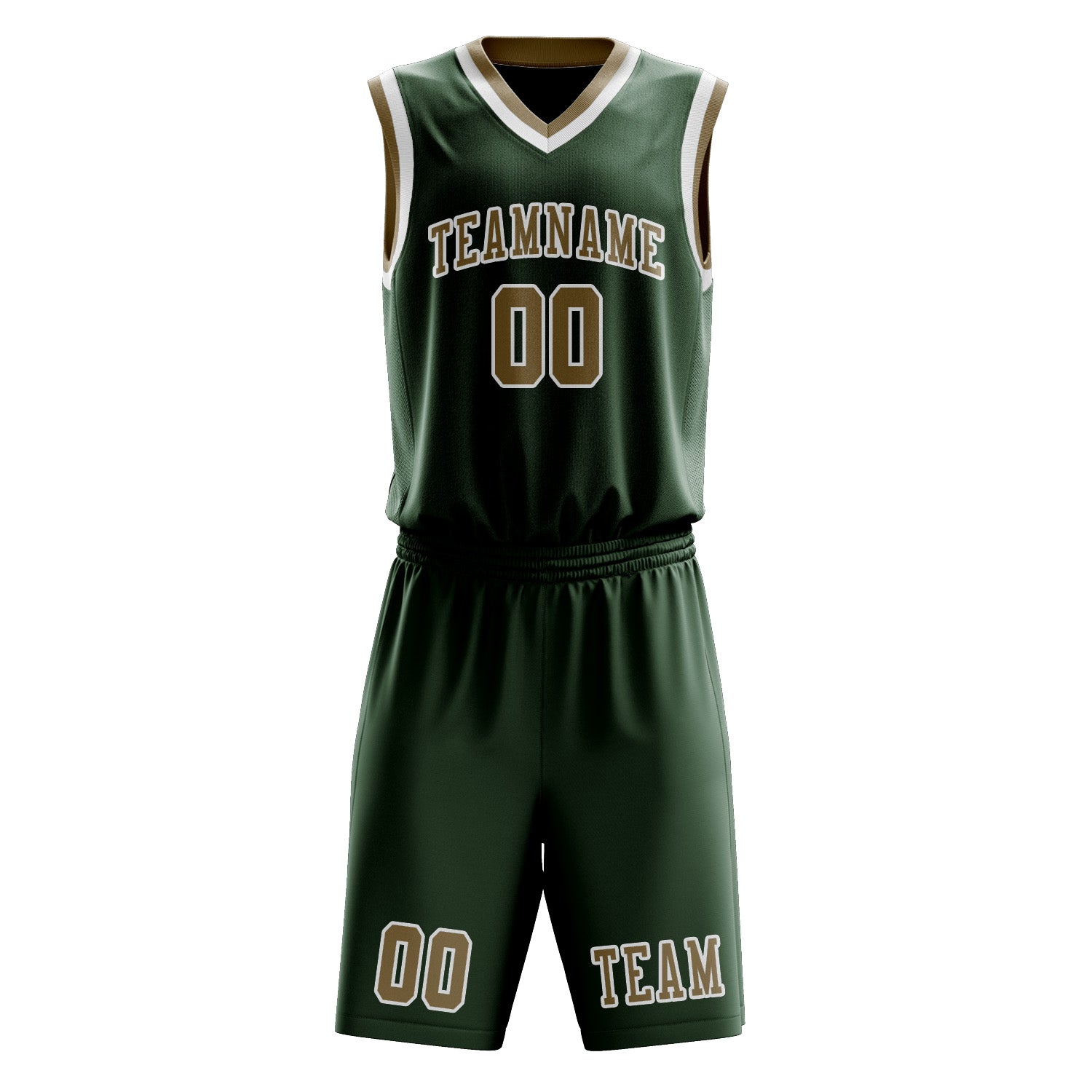 Custom Dark Green Light Khaki Basketball Set