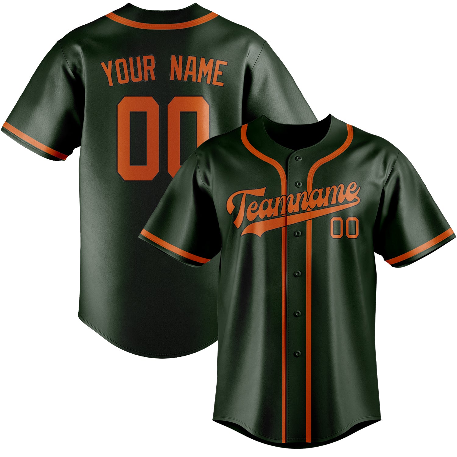 Custom Dark Green Orange Baseball Jersey