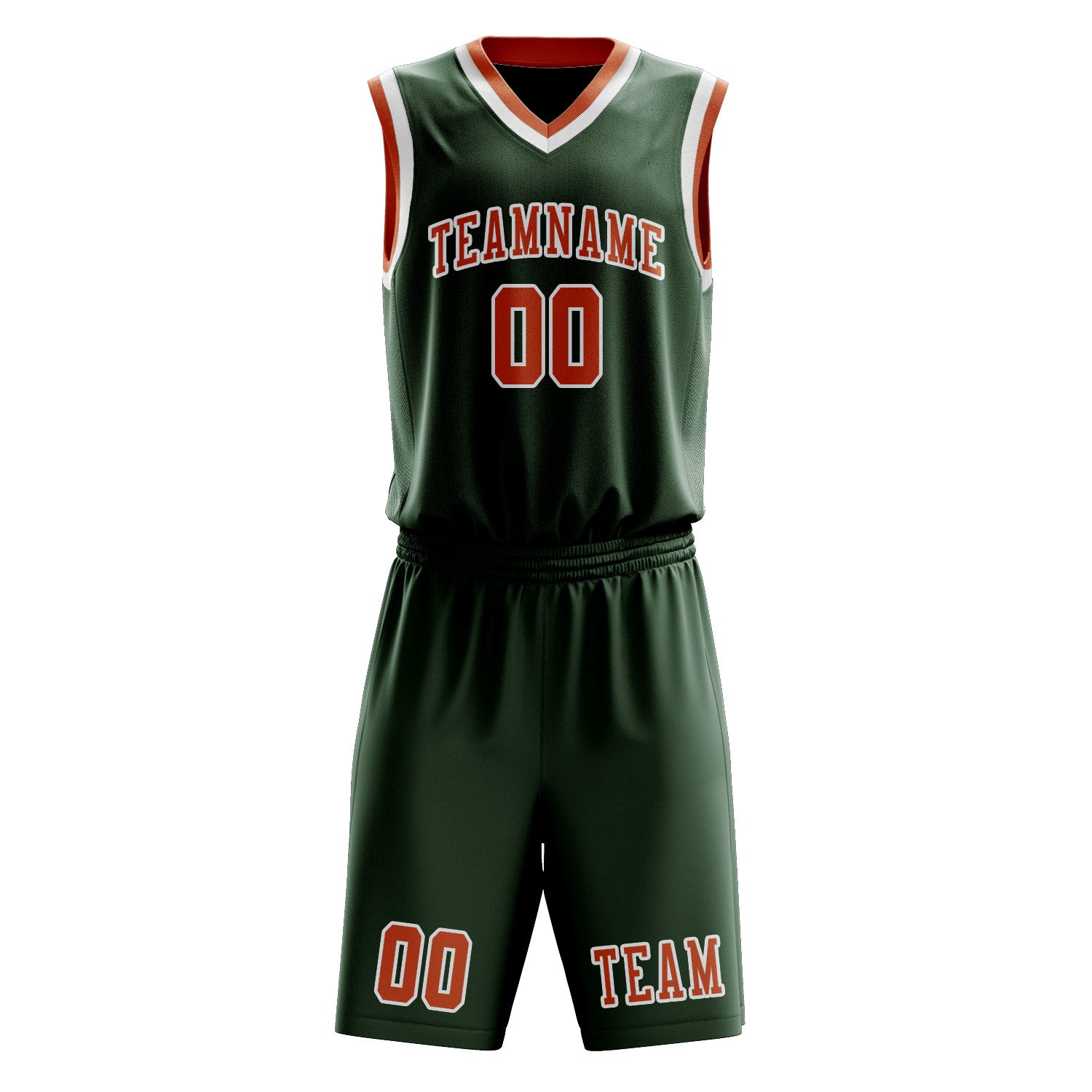 Custom Dark Green Orange Basketball Set