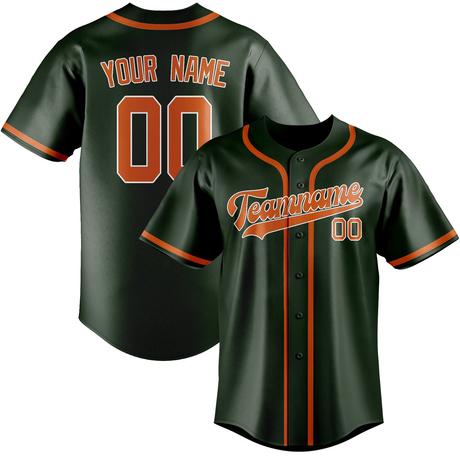 Custom Dark Green Orange Baseball Jersey