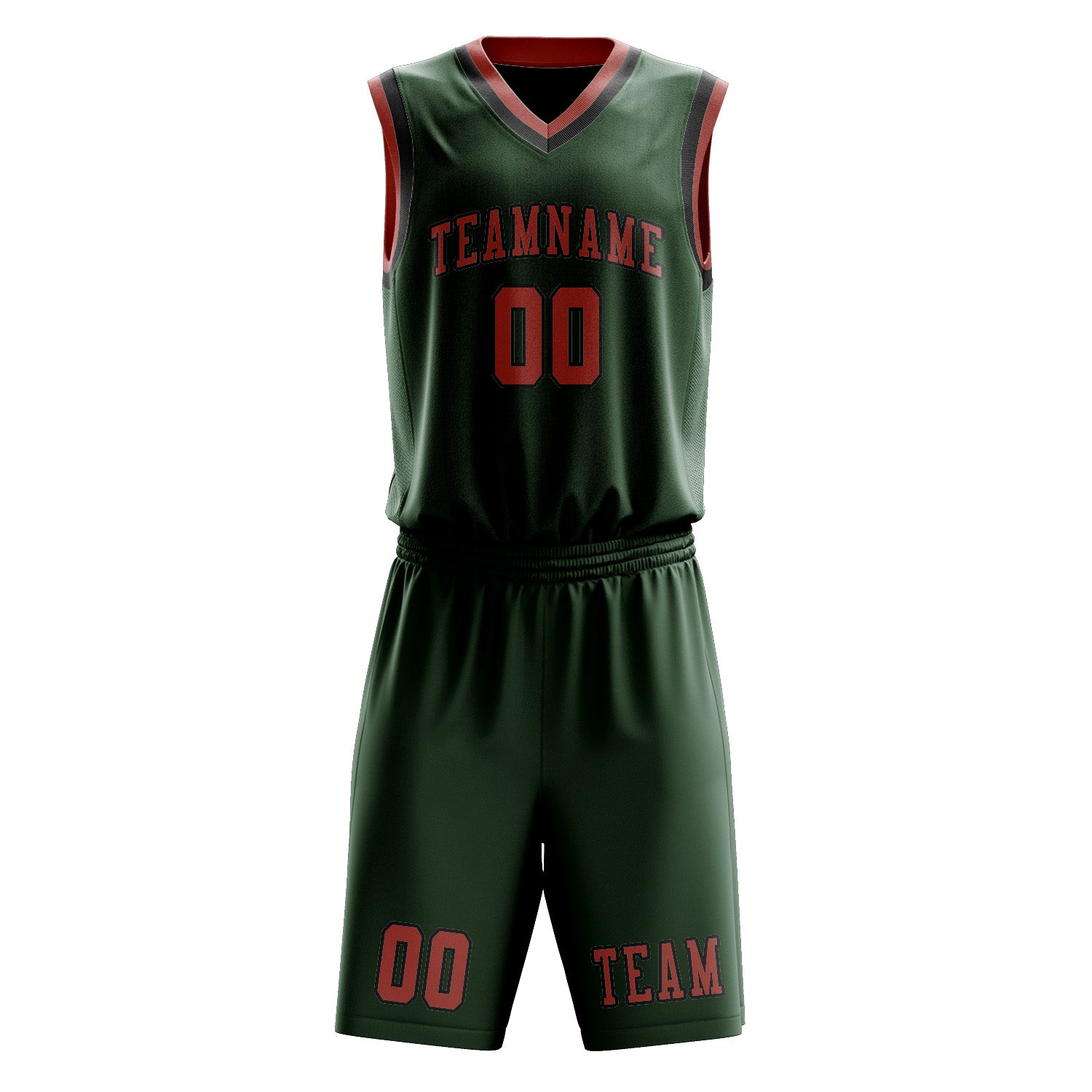 Custom Dark Green Copper Rose Basketball Set