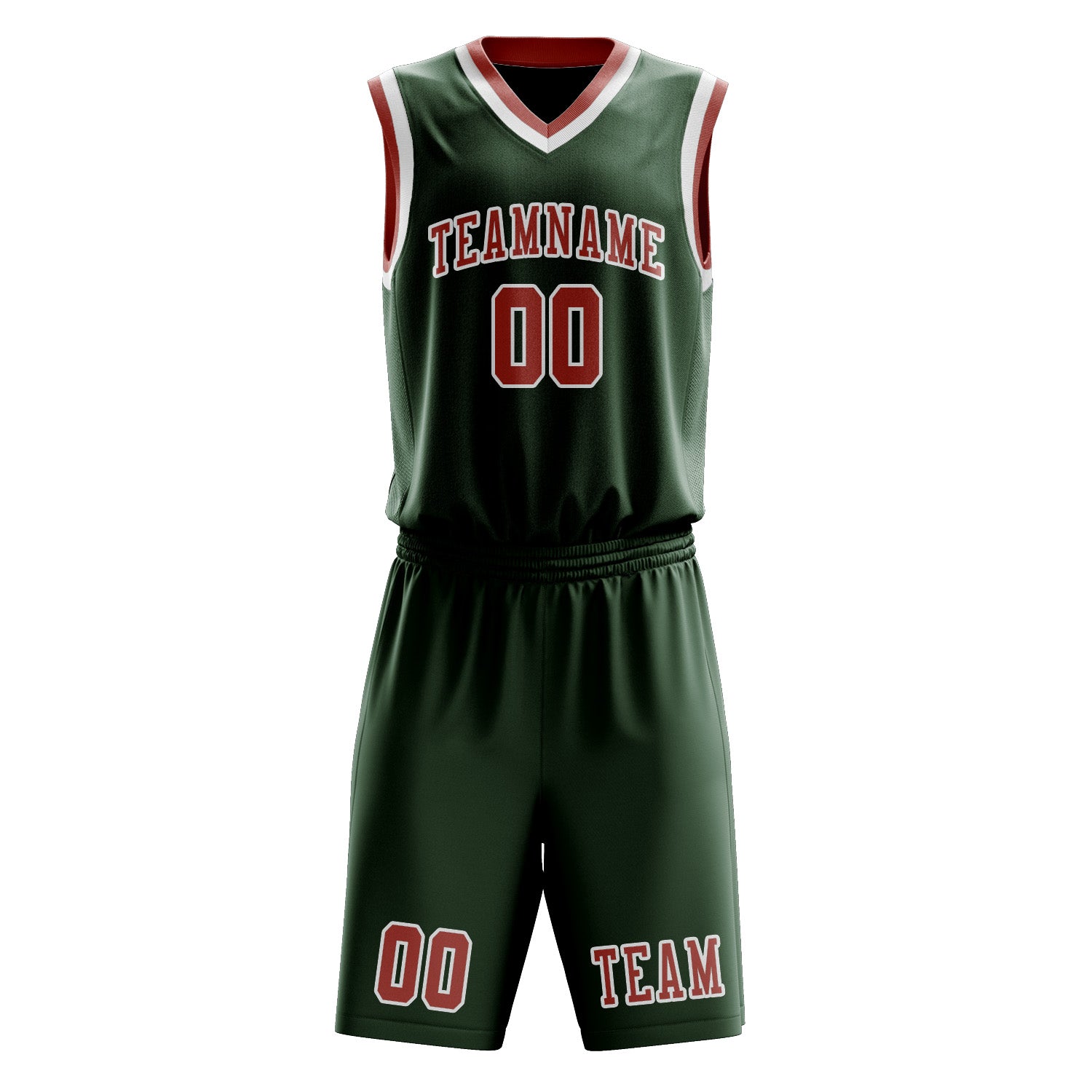 Custom Dark Green Copper Rose Basketball Set