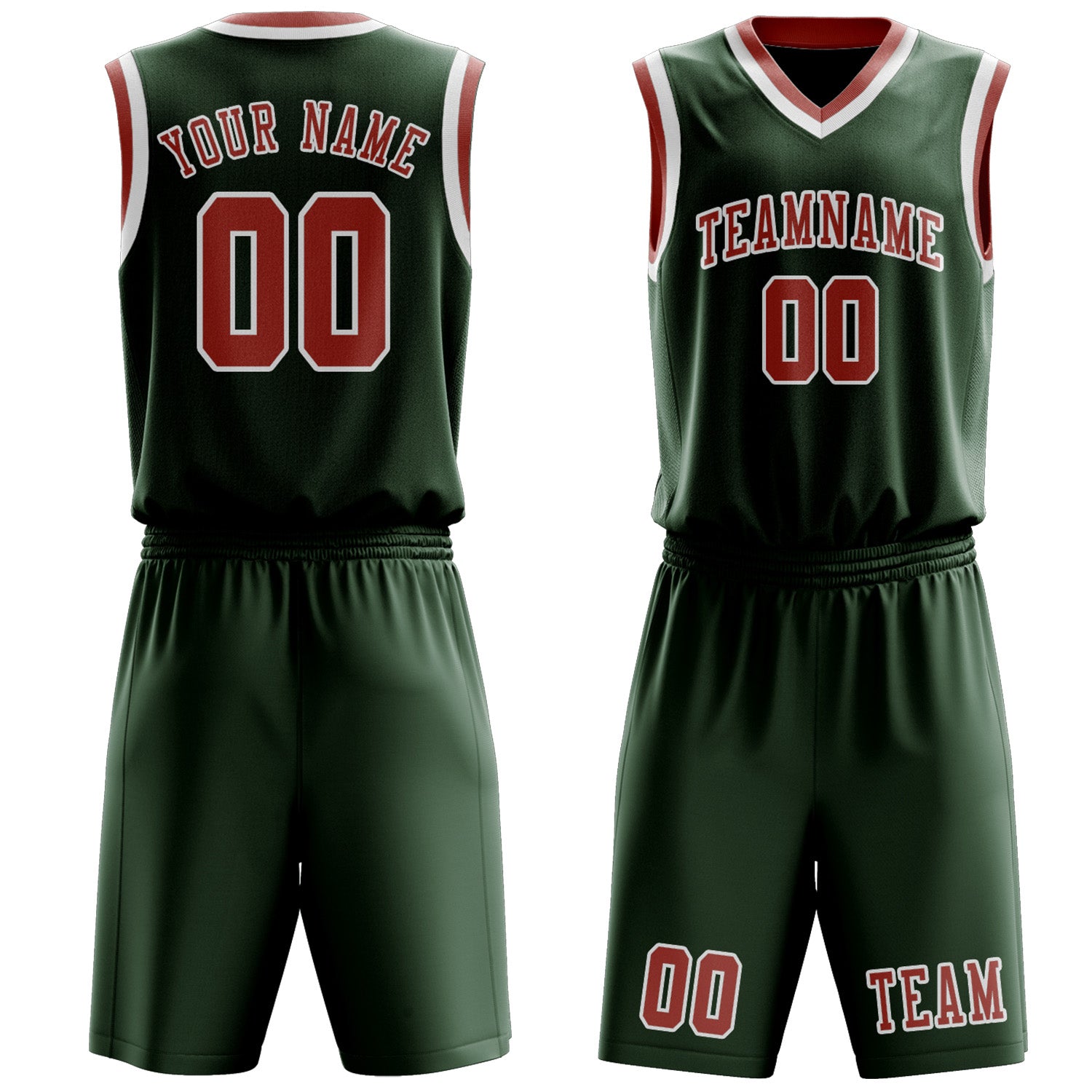 Custom Dark Green Copper Rose Basketball Set