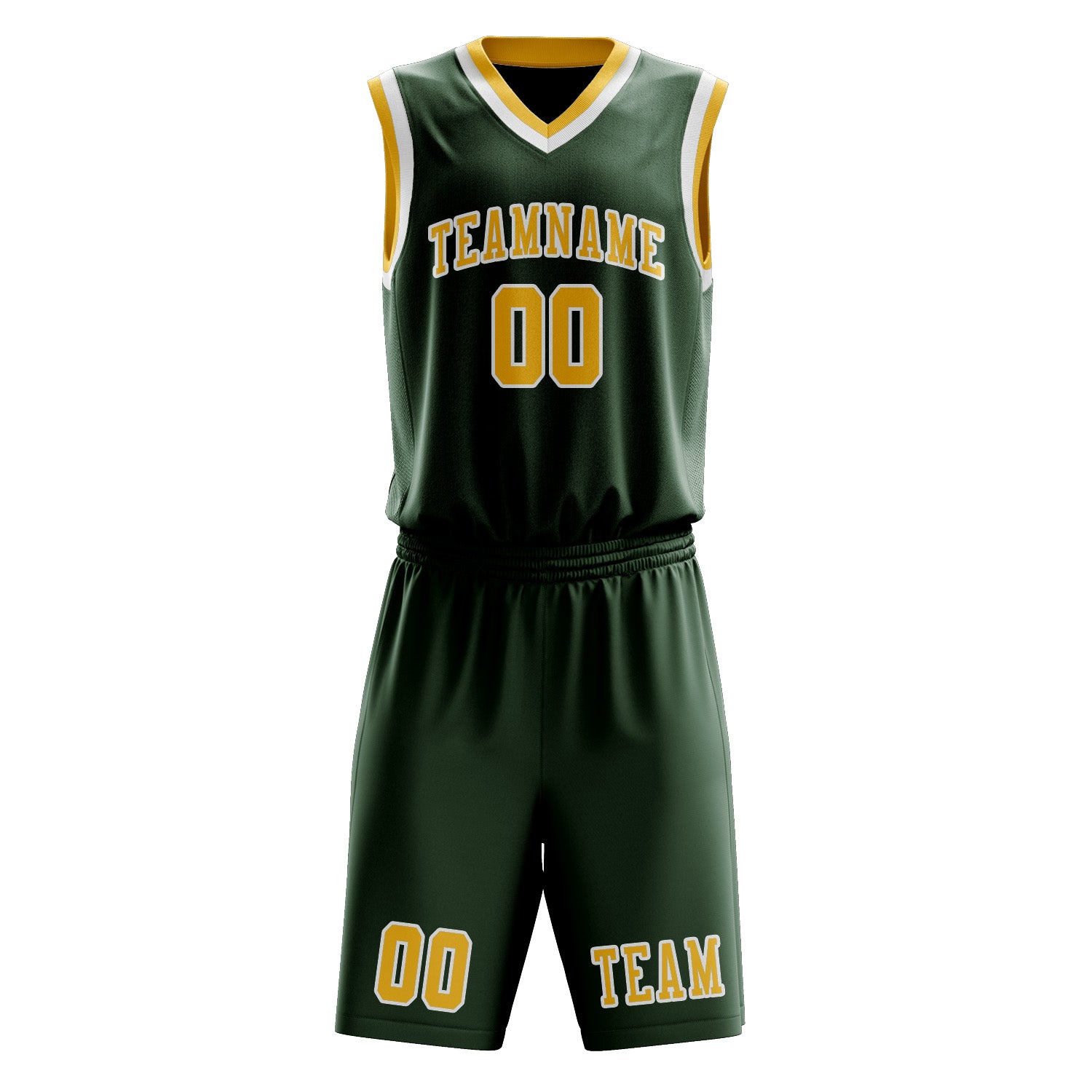 Custom Dark Green Gold Basketball Set