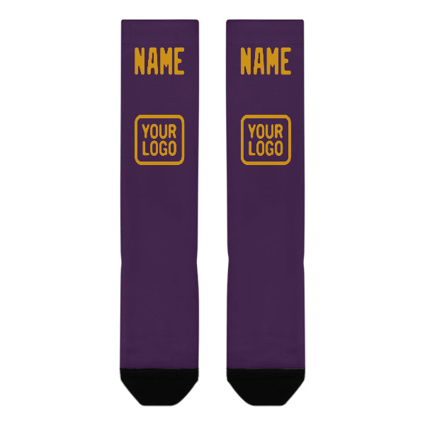Custom Purple Yellow Knee-High Sock