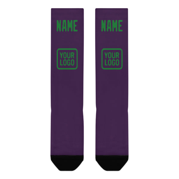 Custom Purple Emerald Green Knee-High Sock