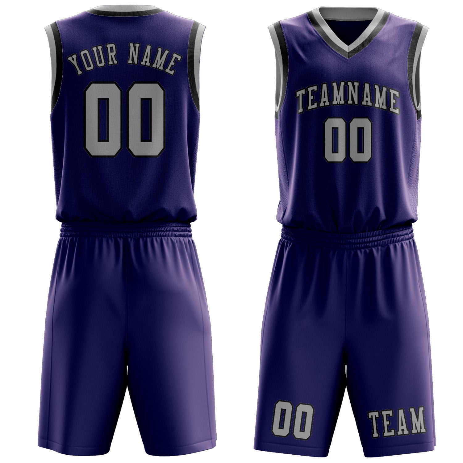 Custom Purple Gray Basketball Set