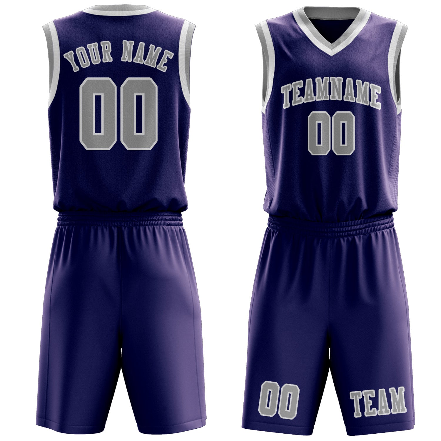 Custom Purple Gray Basketball Set