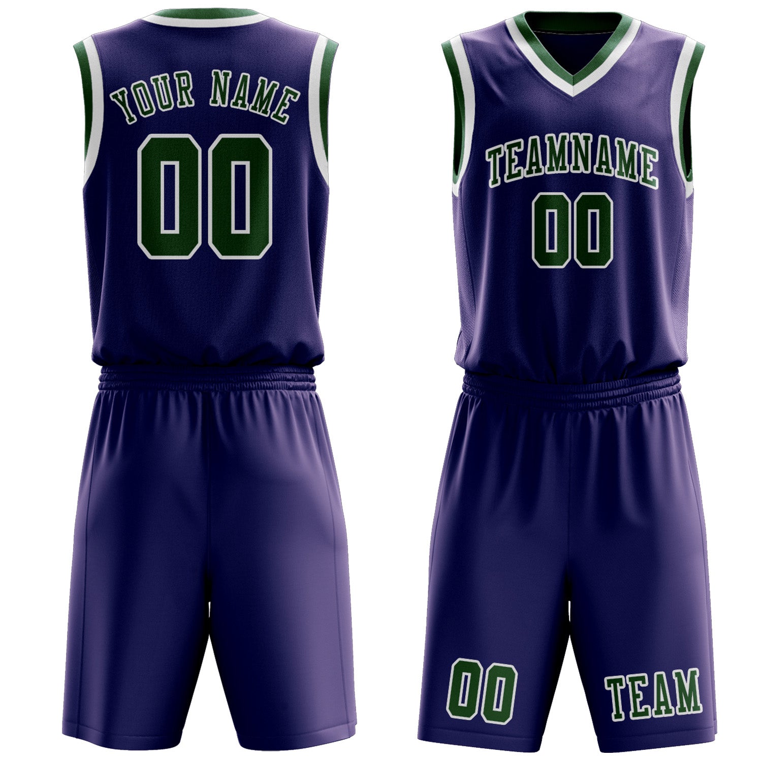 Custom Purple Green Basketball Set