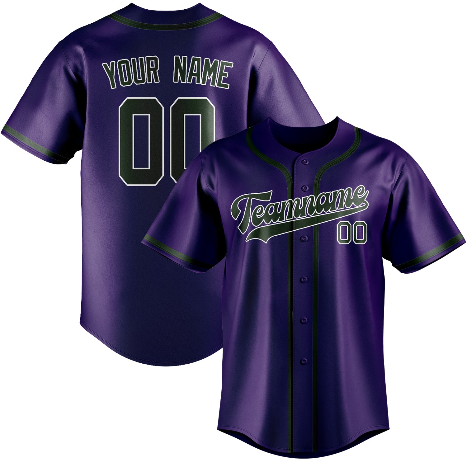 Custom Purple Dark Green Baseball Jersey