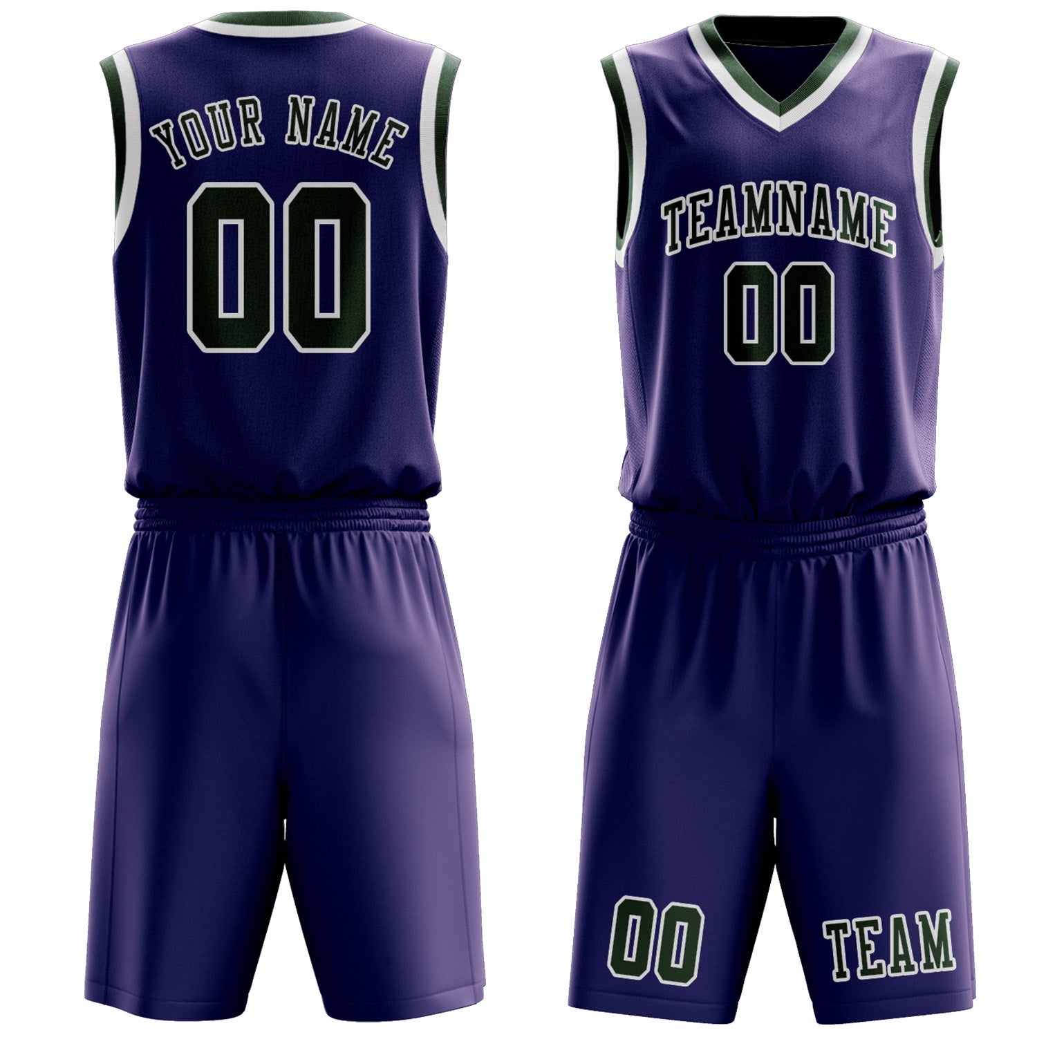 Custom Purple Dark Green Basketball Set