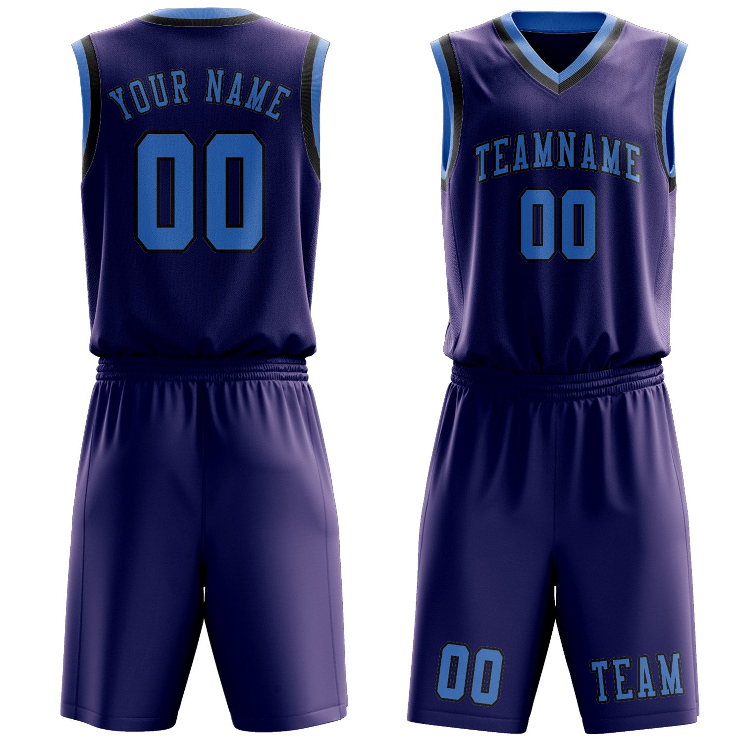 Custom Purple Light Blue Basketball Set