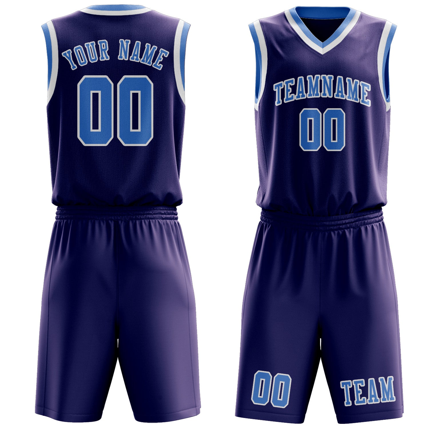 Custom Purple Light Blue Basketball Set