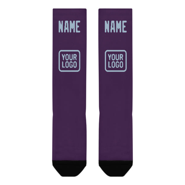 Custom Purple Light Blue Knee-High Sock