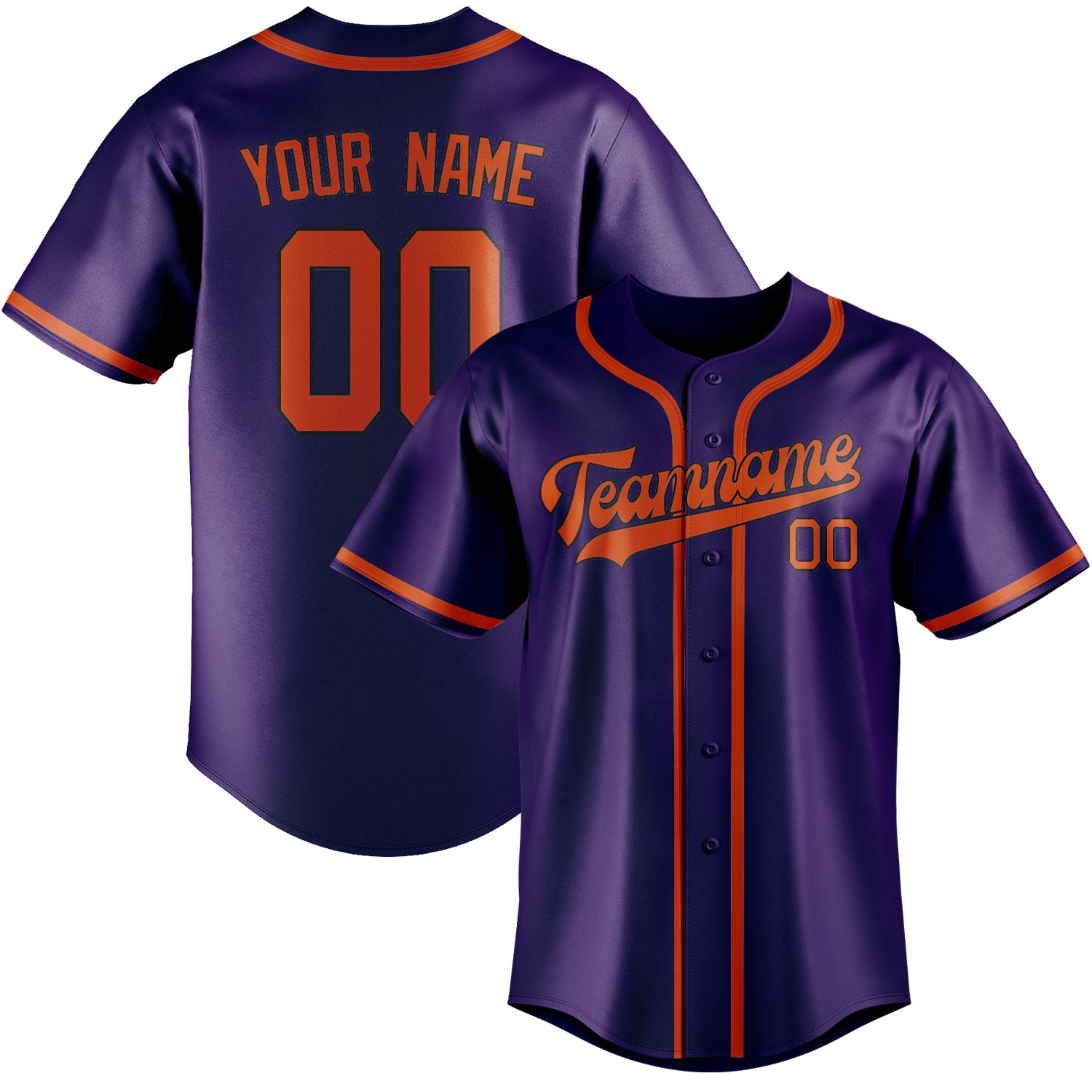 Custom Purple Orange Red Baseball Jersey