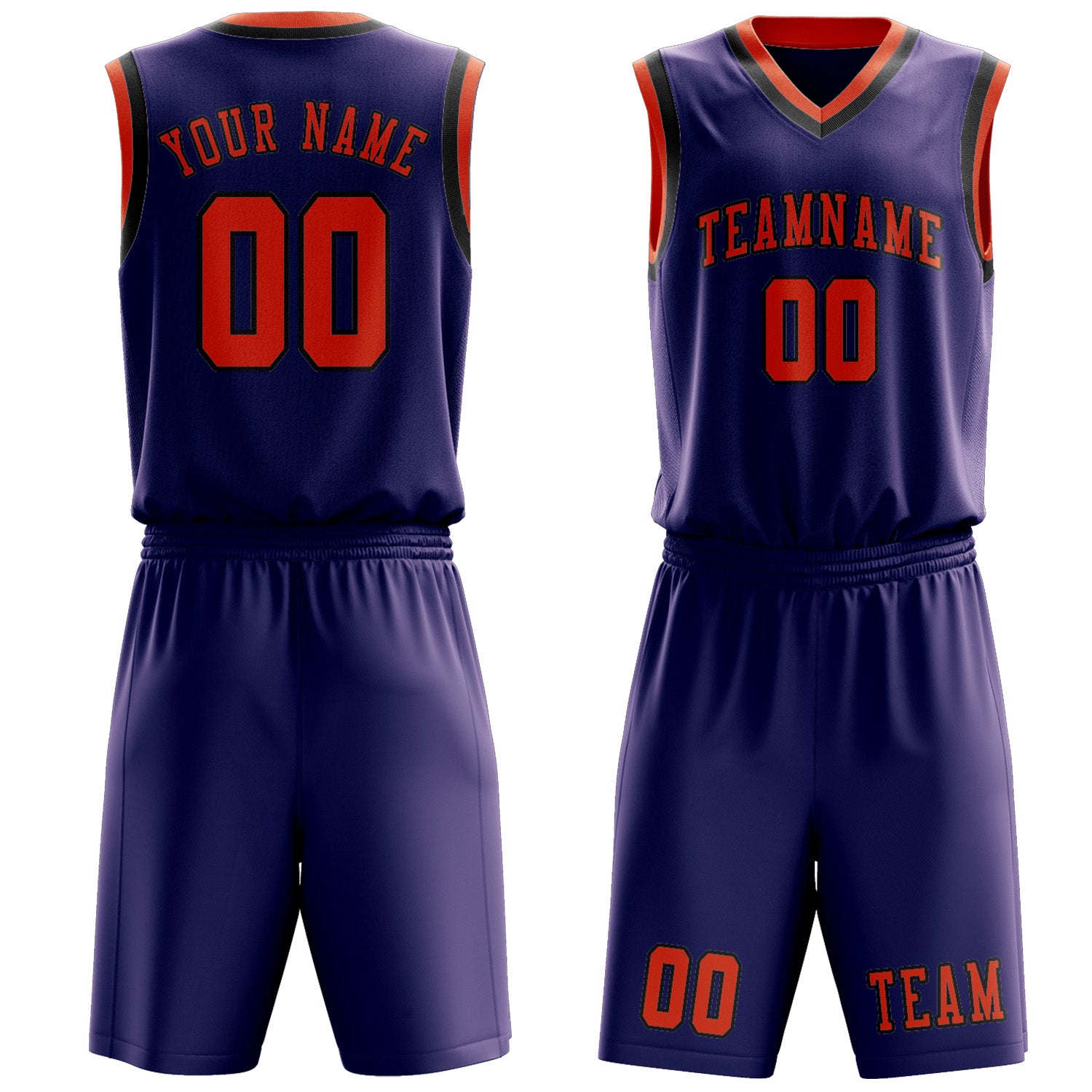 Custom Purple Orange Red Basketball Set