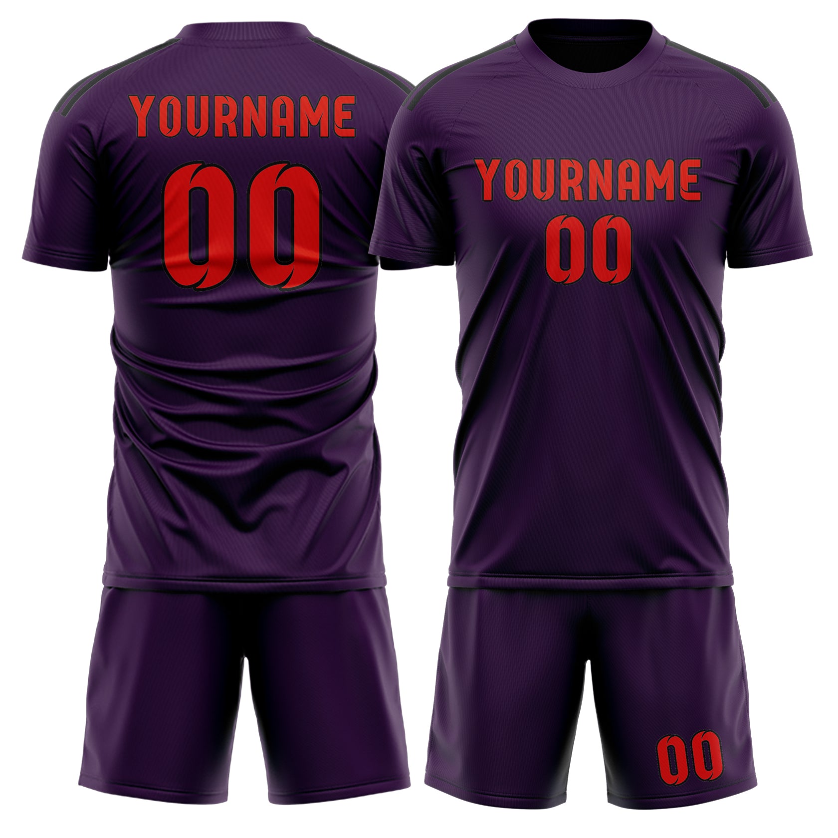 Custom Purple Orange Red Soccer Set