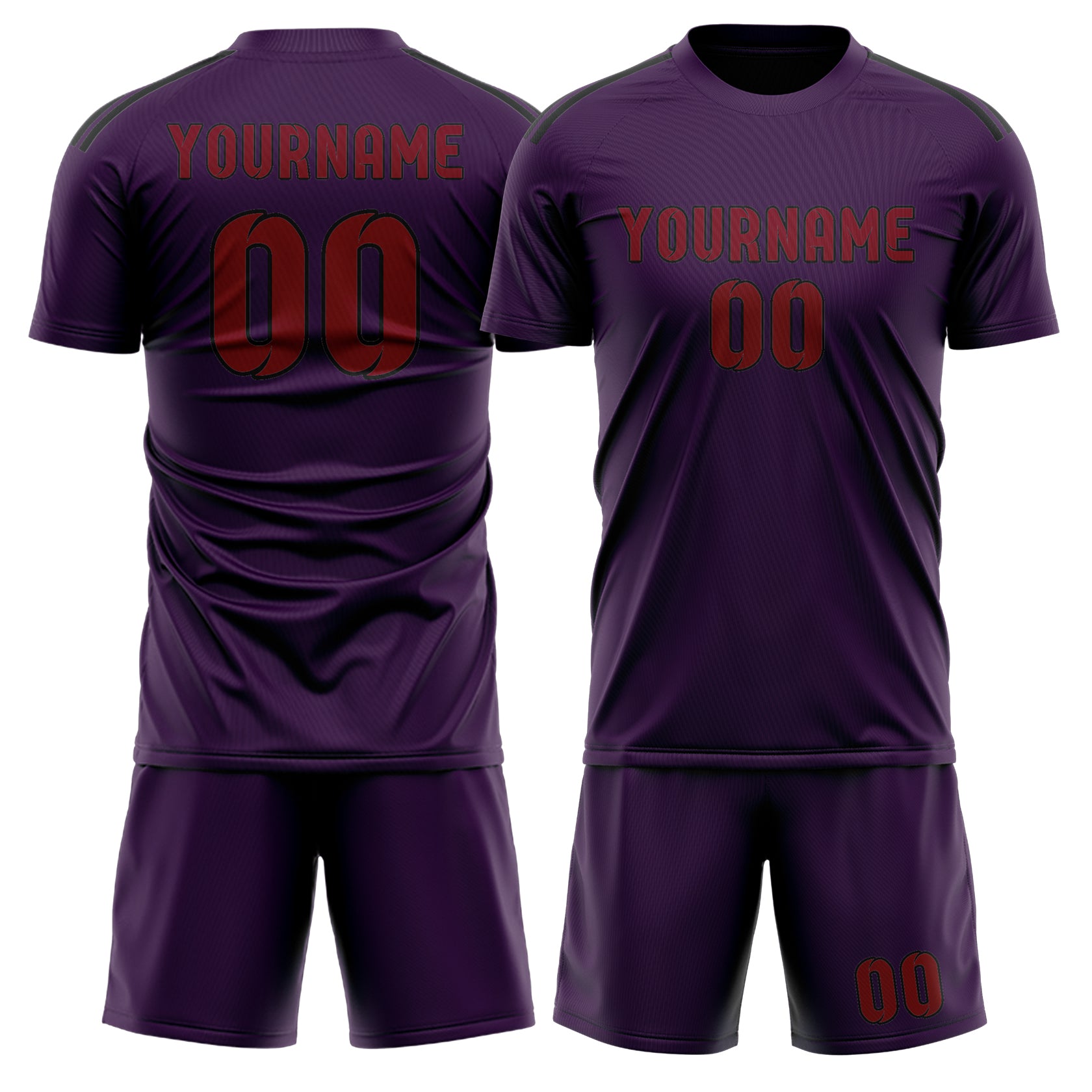 Custom Purple Crimson Red Soccer Set