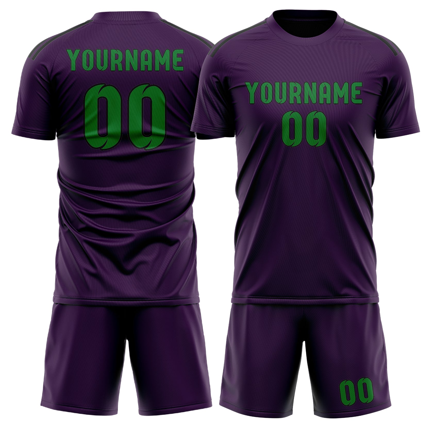 Custom Purple Emerald Green Soccer Set