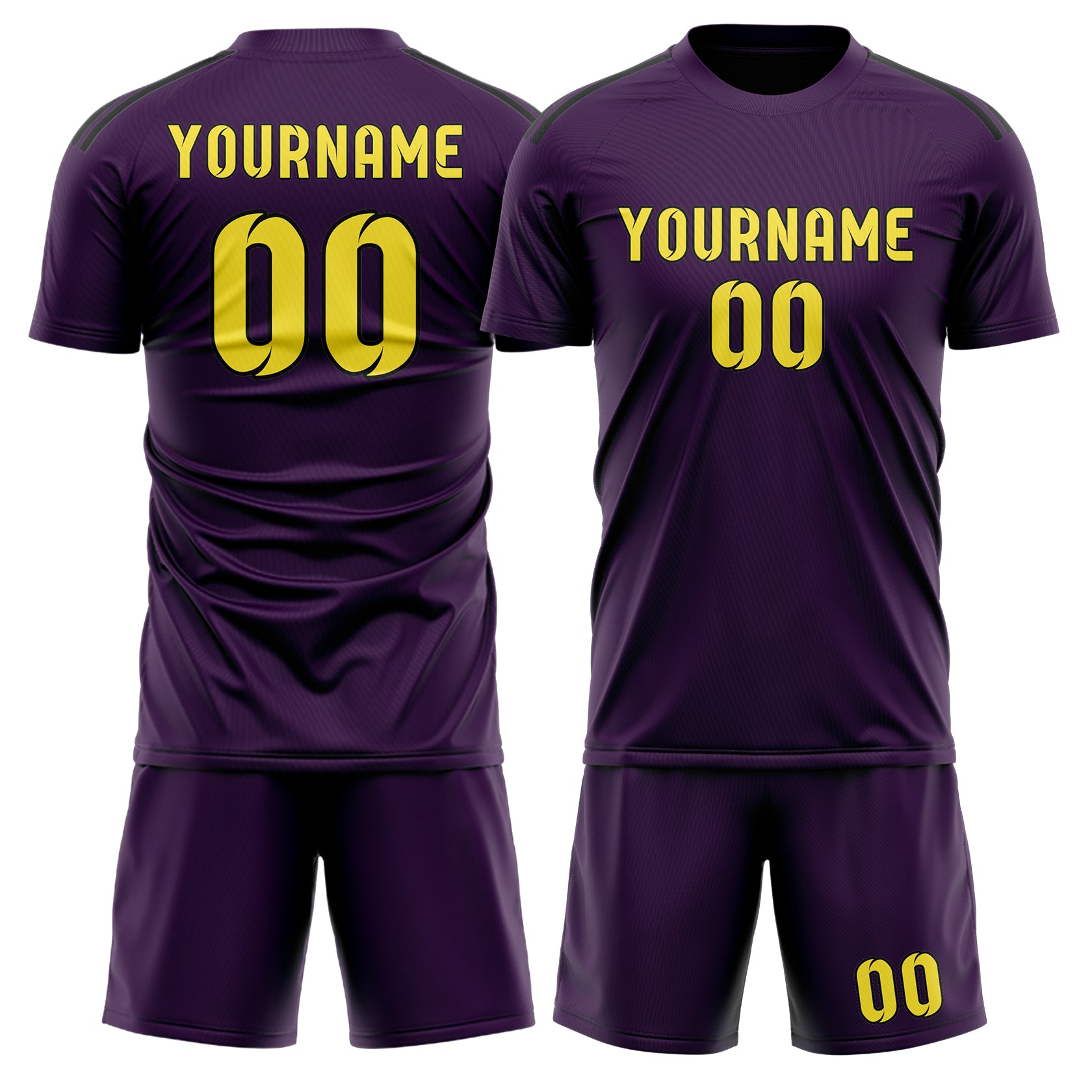 Custom Purple Light Yellow Soccer Set