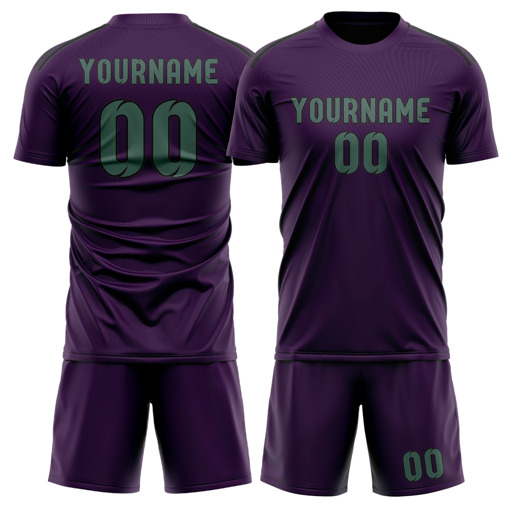Custom Purple Blue Green Soccer Set
