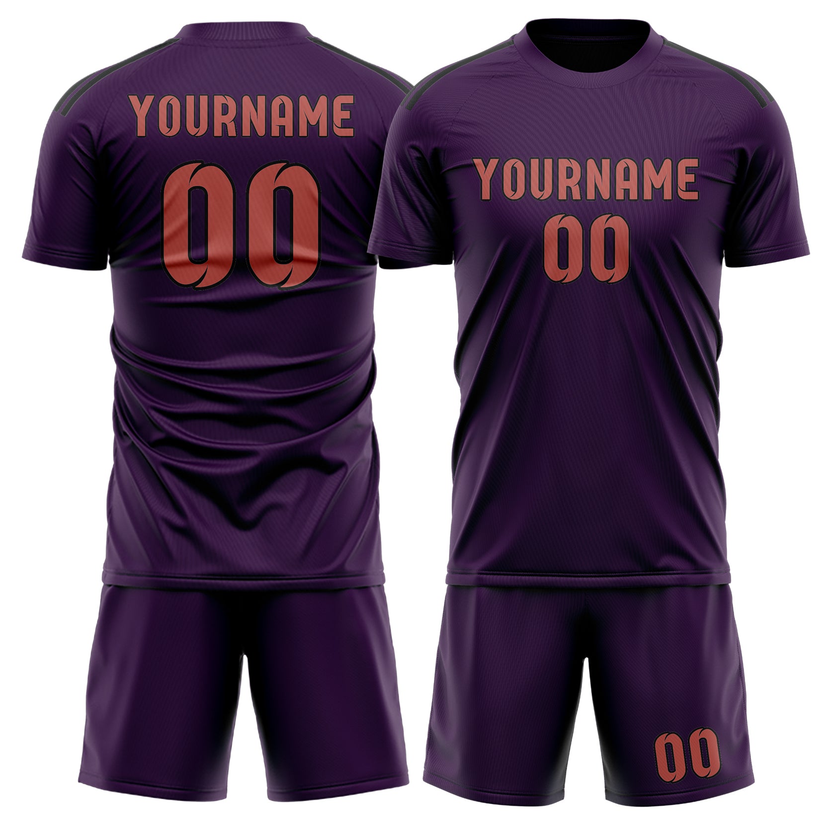 Custom Purple Copper Rose Soccer Set