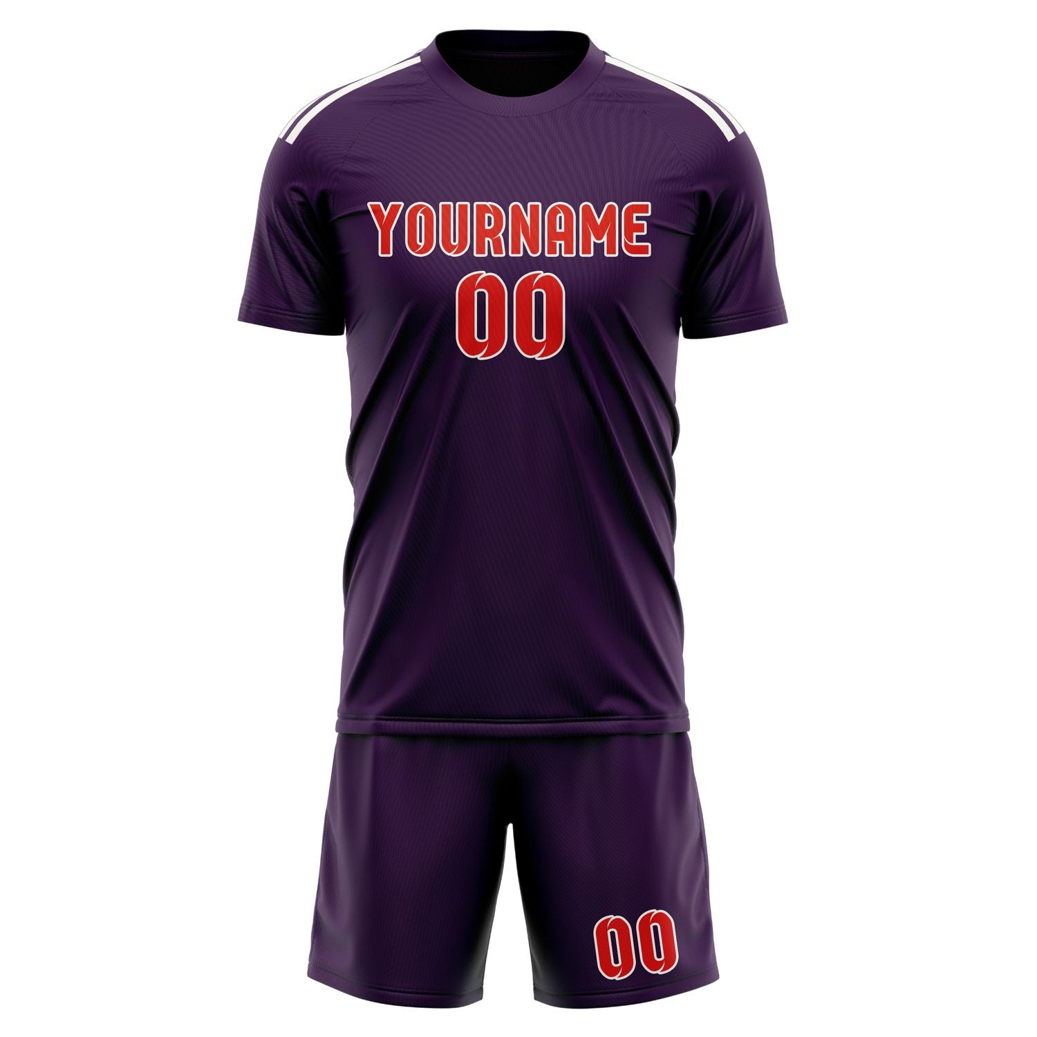 Custom Purple Orange Red Soccer Set
