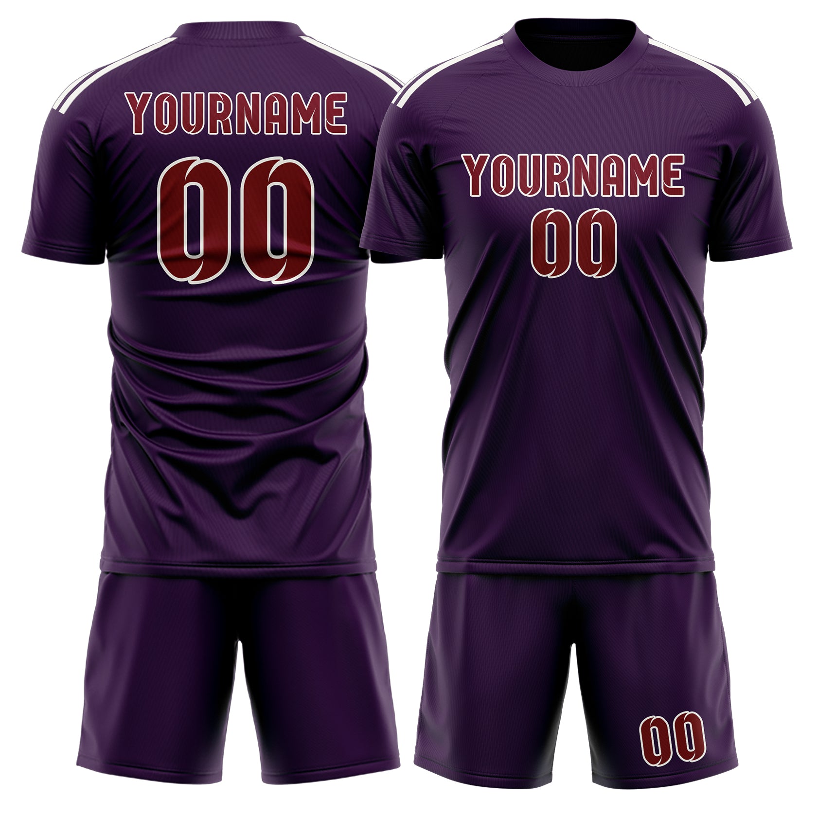 Custom Purple Crimson Red Soccer Set