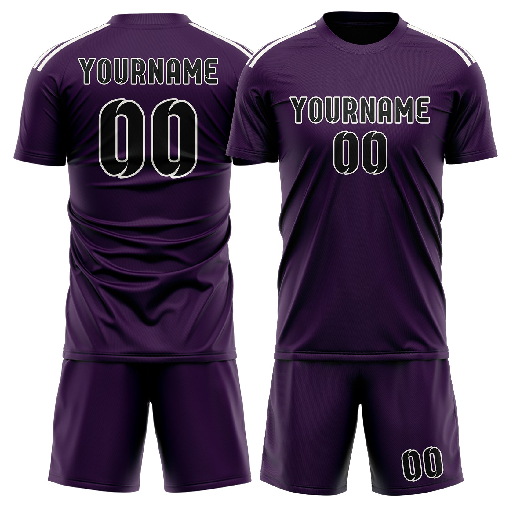 Custom Purple Black Soccer Set
