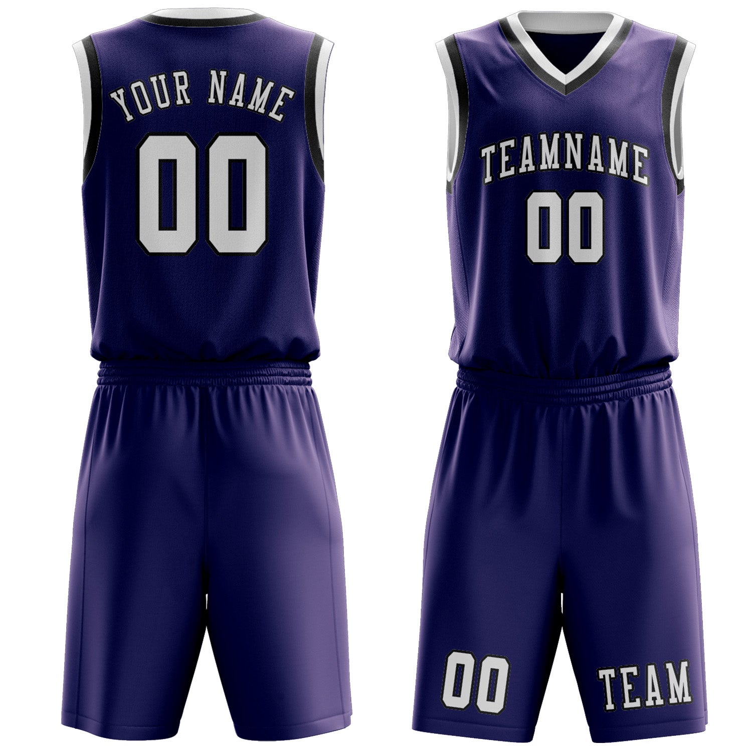 Custom Purple White Basketball Set