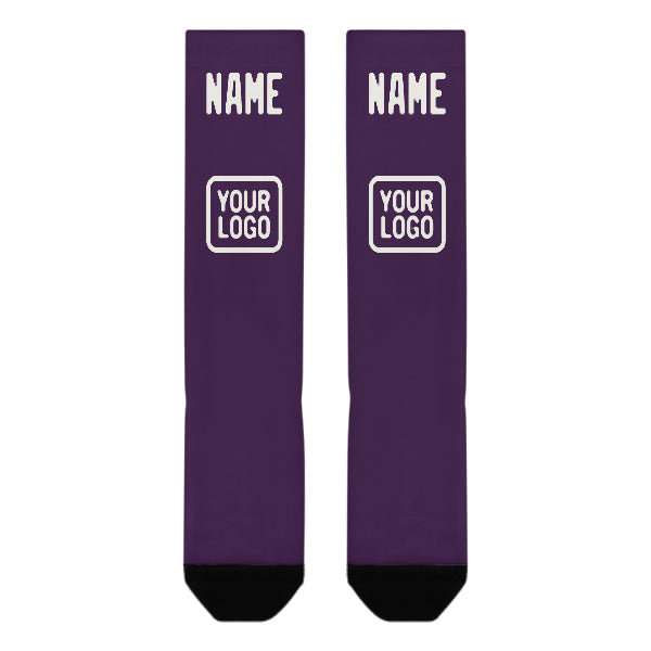 Custom Purple White Knee-High Sock