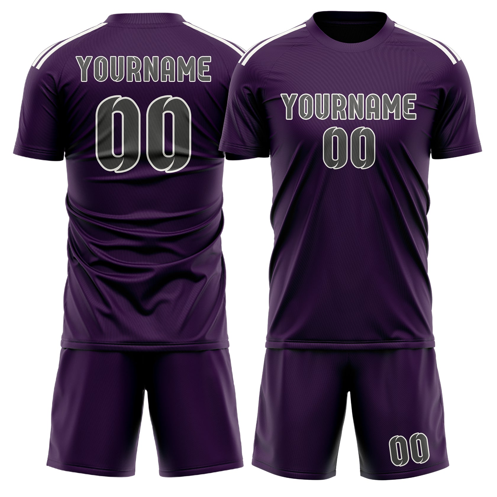 Custom Purple Dark Grey Soccer Set