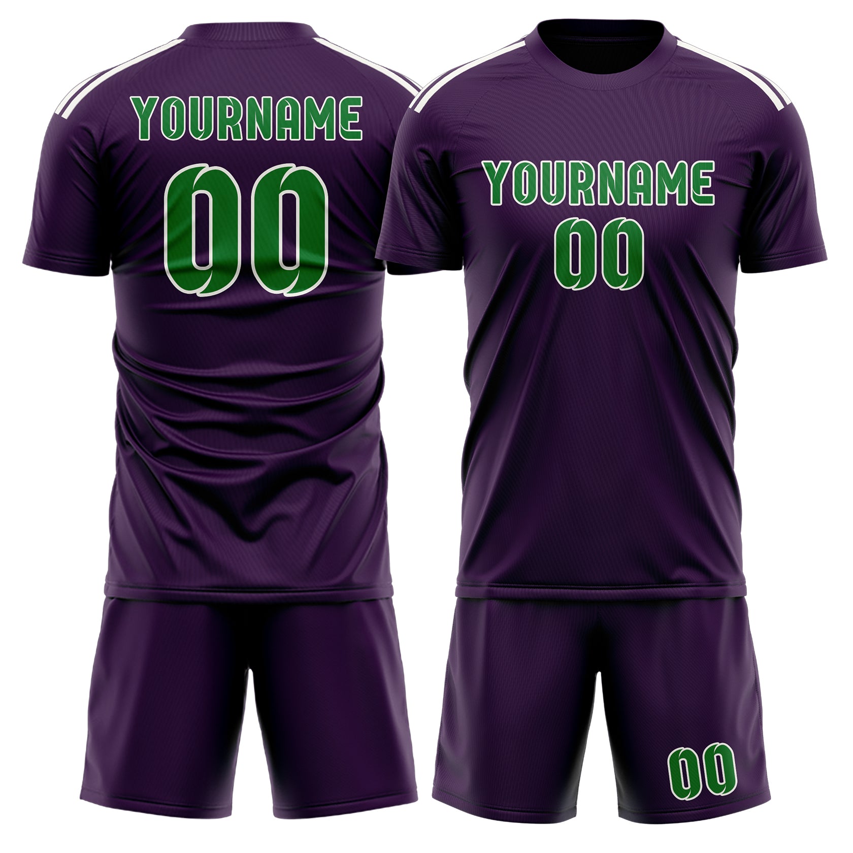 Custom Purple Emerald Green Soccer Set