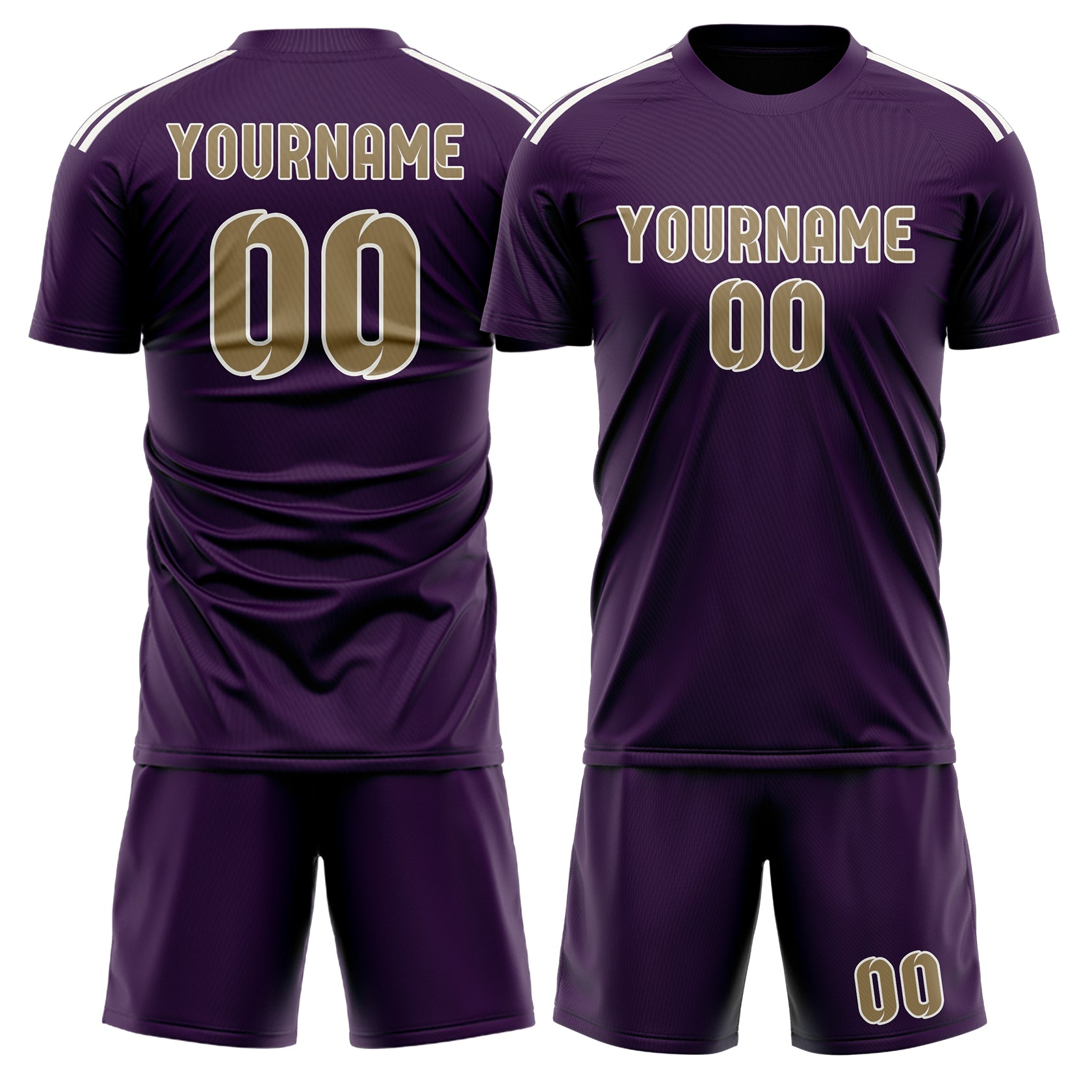 Custom Purple Light Khaki Soccer Set
