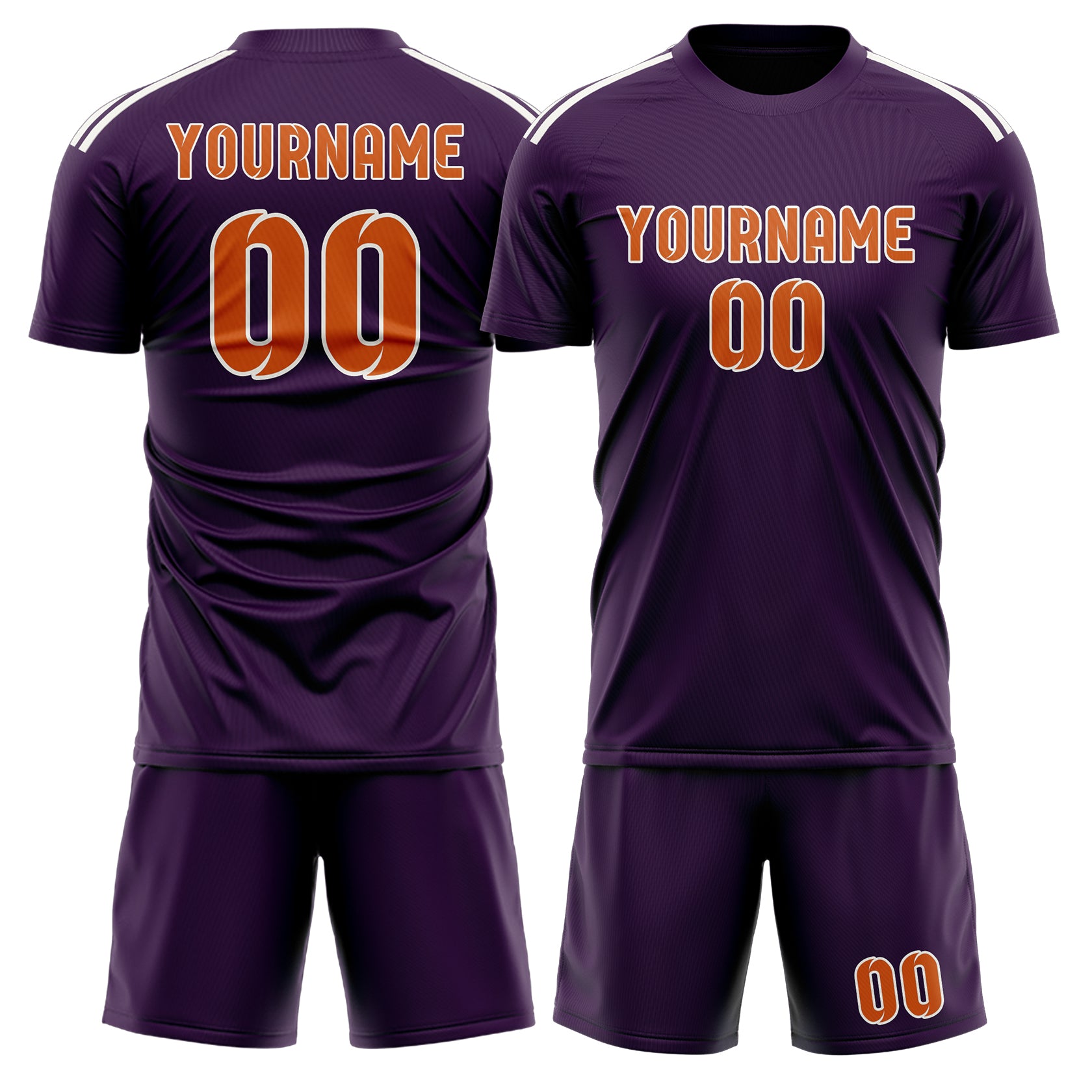 Custom Purple Orange Soccer Set