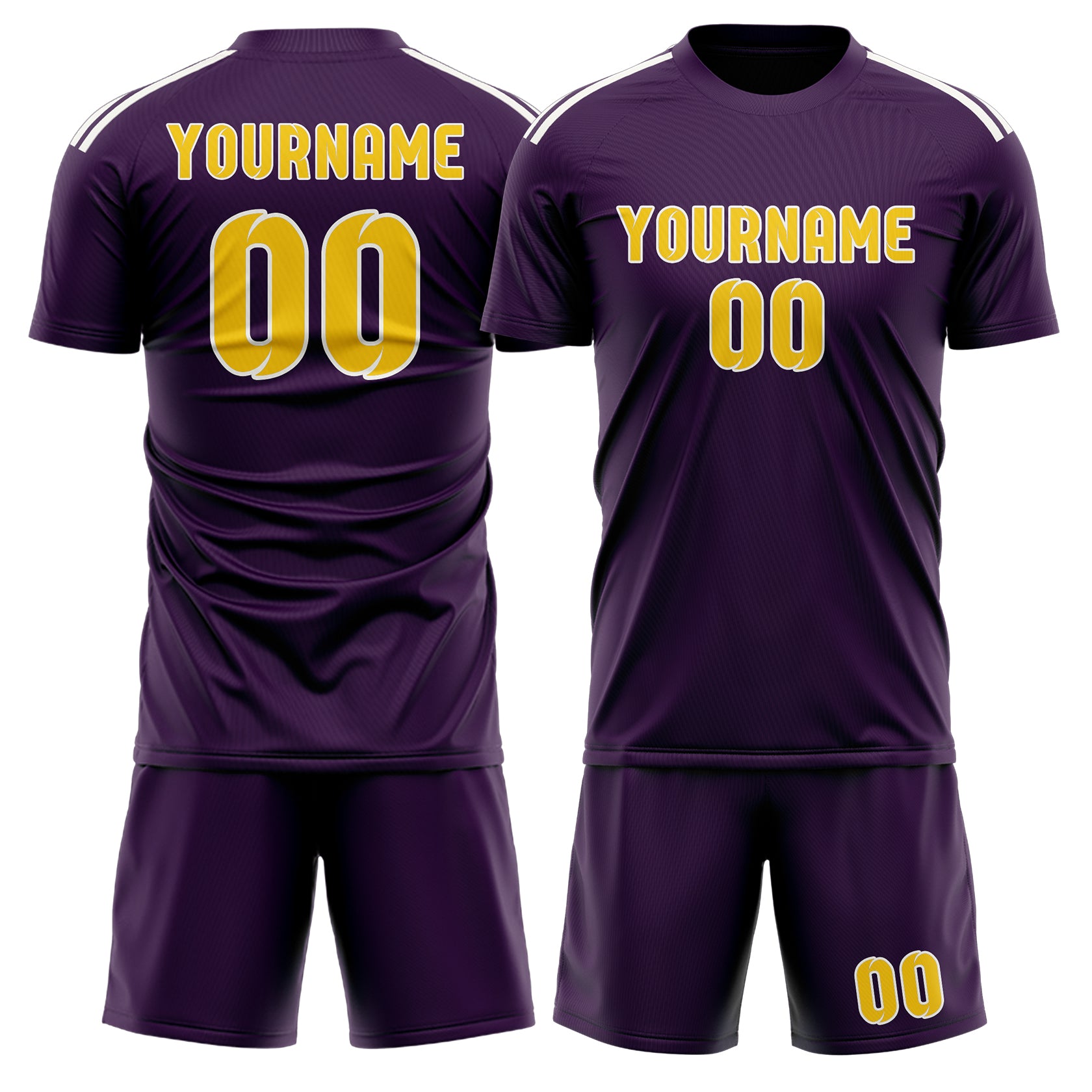 Custom Purple Gold Soccer Set