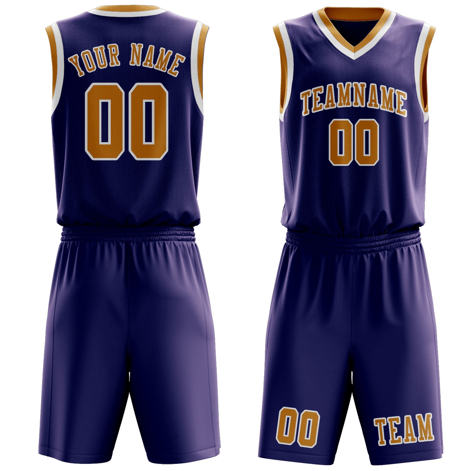 Custom Purple Yellow Basketball Set