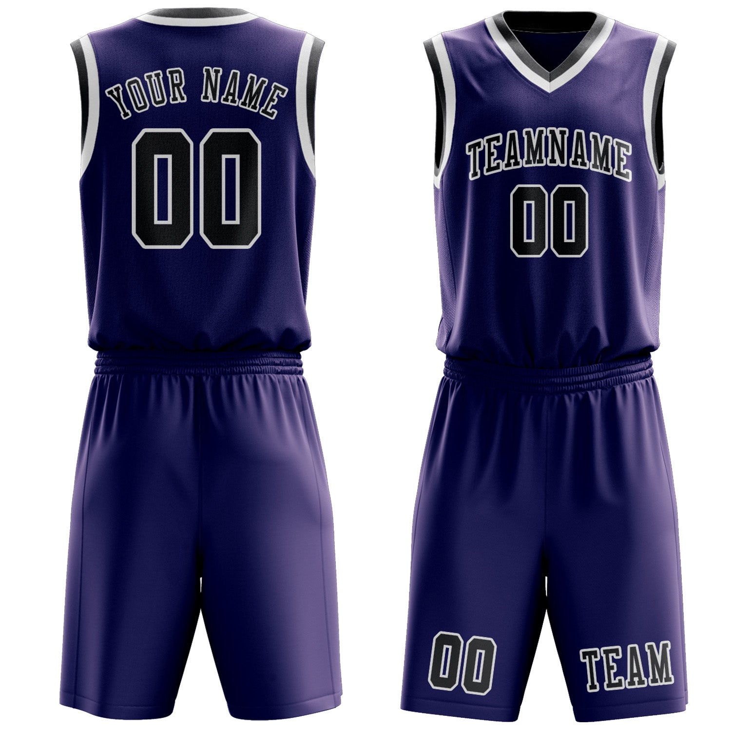 Custom Purple Dark Grey Basketball Set