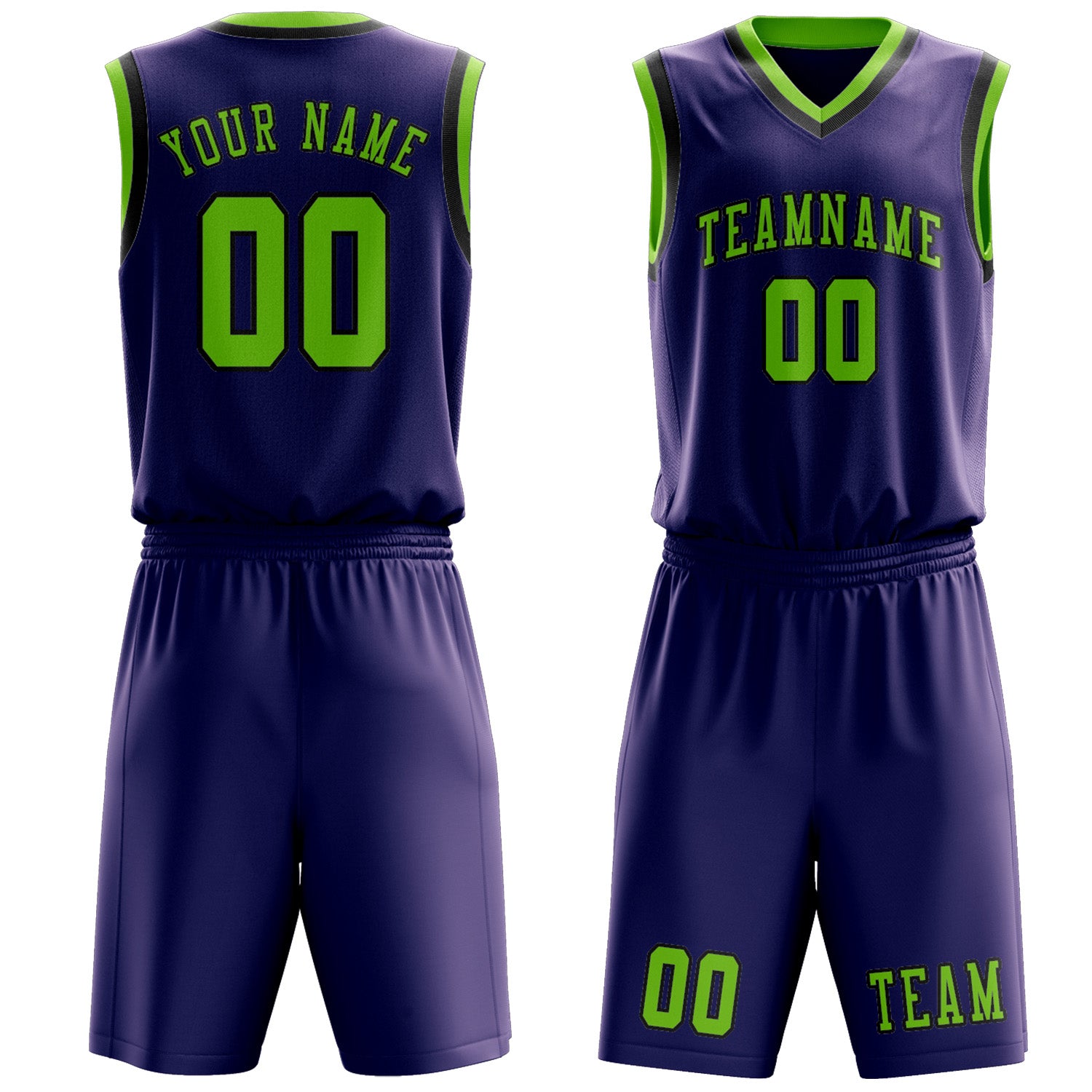 Custom Purple Emerald Green Basketball Set